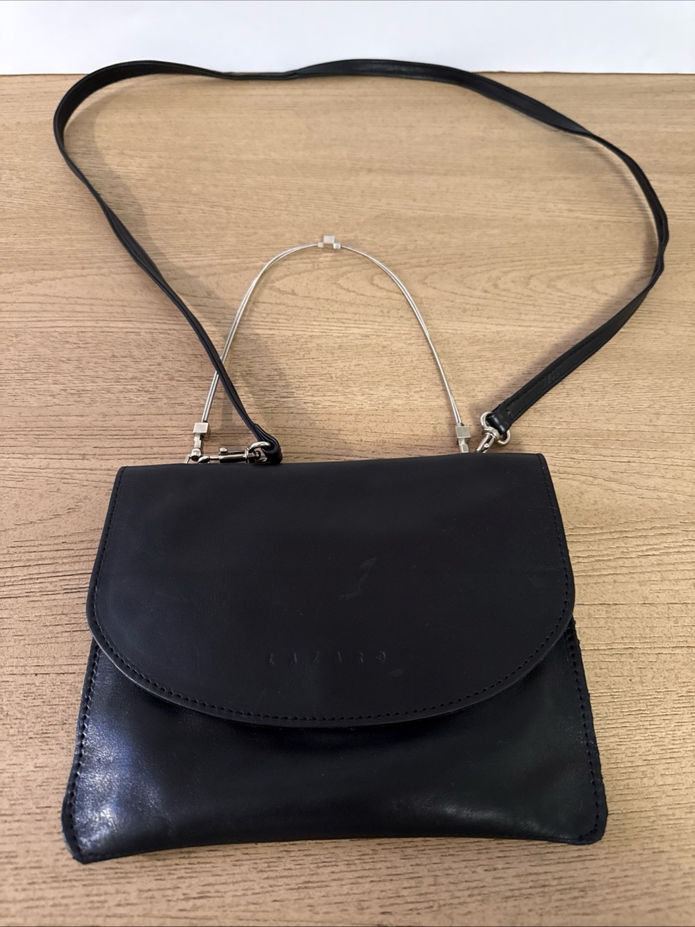 Vintage Lazaro Black Leather Mini Crossbody Purse Made in Argentina